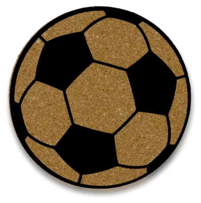 6er-Set Kork-Untersetzer im Fußballdesign, rund, 10 cm