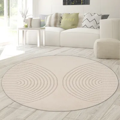 Immagine prodotto di Tappeto da salotto resistente con semplice design ad arco in beige Dimensioni - 120 cm rotondo