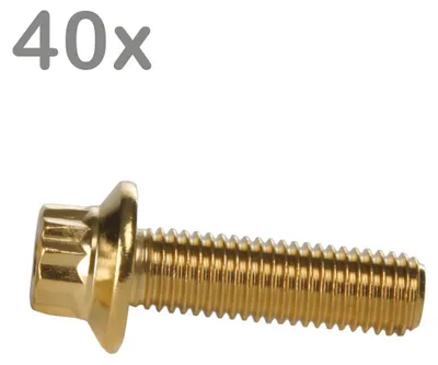 Productafbeelding van 40 wielbouten M7x24, staal, goudkleurige afwerking, geschikt voor BBS, Rial, Schmidt, O.Z., Dynatech, Carline velgen