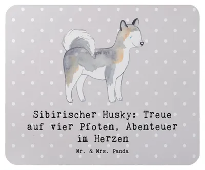 Produktbild von Mr. & Mrs. Panda Mauspad Sibirischer Husky - Grau Pastell - Geschenk, spielen, Hunderassen Pflege, Hunde, Abenteuer, Mouse Pad, laptop, im Herzen, Mousepad, computer