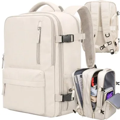 Produktbild von Reiserucksack 40x30x20 Handgepäck für Ryanair Wizzair Rucksack 24L Kabinenrucksack Handgepäcktasche für Flugzeug Laptop, Beige, Retoo