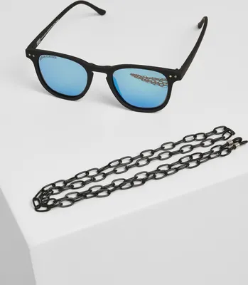 Produktbild von Urban Classics Sonnenbrille Sunglasses Arthur With Chain Black/Blue