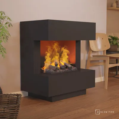 Produktbild von GLOW FIRE Elektrokamin 'Kleist' | Wasserdampf Kamin mit OMC 500 inkl. Holz in schwarz | HxBxT: 80x90x50 cm