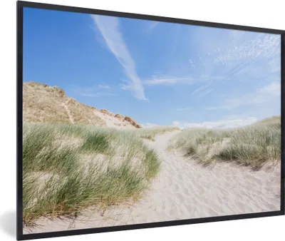 Produktbild von MuchoWow® MuchoWow® Gerahmtes Poster Strand - Düne - Gras 90x60 cm - Poster mit zchwarzem Bilderrahmen - Fotorahmen - Foto-Plakat