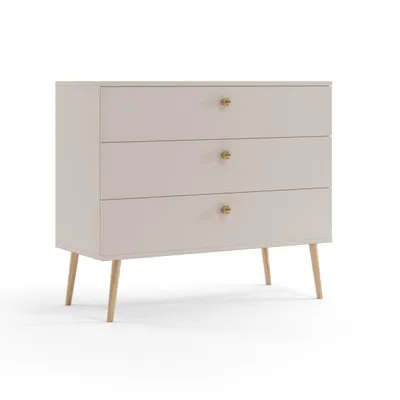 Produktbild von Kommode 100 cm Kaschmir mit Schubladen Holzbeine Boho Skandi Sideboard modern