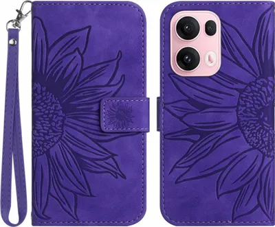 Produktbild von OPPO Reno13 Pro 5G Hülle - Coverup Sonnenblume Klapphülle mit Schlüsselband - Violett