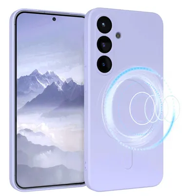 Produktbild von EAZY CASE - Silikonhülle magnetisch für Samsung Galaxy S25, Hülle Silikon, weich stoßfeste Magnet Handyhülle, Schutzhülle mit Kameraschutz, TPU Bumper in Lila
