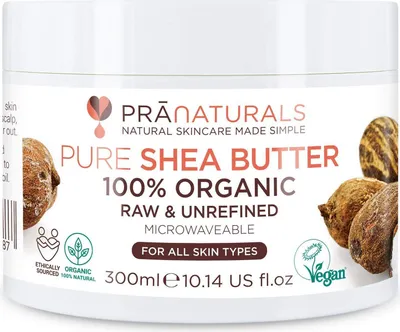 Produktbild von PraNaturals 100% Bio Sheabutter 300ml, Rohes, unraffiniertes Extra Virgin A-Grade African Pure Elfenbein All-Natural, glatte Shea-Nuss-Lippenbalsam