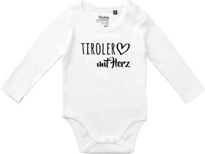 Produktbild von Huuraa Baby Body Tiroler mit Herz 62 White  Baumwolle Fairtrade Langarmbody Geschenkidee