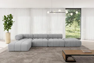 Produktbild von ALTDECOR Modulares Sofa Ecksofa in L-Form - Kerru-L2 - 380x190x70 cm Hellgrau universal, links/rechts Corner modular Sofa Eckcouch Couch Wohnlandschaft Cauchsofa Polstersofa