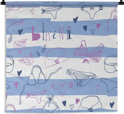 Produktbild von MuchoWow® Wandteppich Wandbehang Bikini - Sommer - Schnittmuster 90x90 cm Tapisserie Dekoration Wandtuch - Wandaufhänger