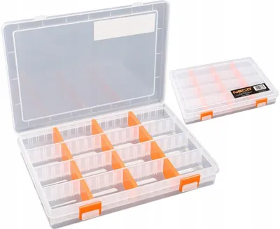 Zdjęcie produktu dla Pudełko wędkarskie NECO 25,5×18,5×4 cm – organizer na akcesoria z regulowanymi przegrodami