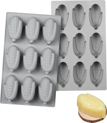 Obrázek produktu pro CANDeal 2 kusy 3D silikonové formy na kukuřici pro čokoládu, bonbóny, gumové medvídky, želatinu, želé, želé, pečení, dorty, mýdlo, pastelky, vosk, tavicí hmotu, zásobník na kostky ledu