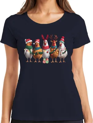 Produktbild von Hühner Hühnerhalter Huhn - Weihnachten Xmas Christmas Damen T-Shirt, Navy, L