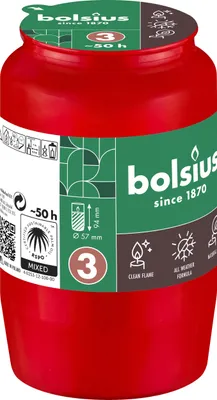 Image de Recharge Bolsius, 50 h, 152 g, 57x94 mm, pour bougeoir, rouge, huile - lot de 20 pièces