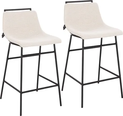Produktbild von SVITA CAMILLE 2er Set Barhocker Tresenstuhl Barstühle mit Lehne Fußstütze Boucle Weiß