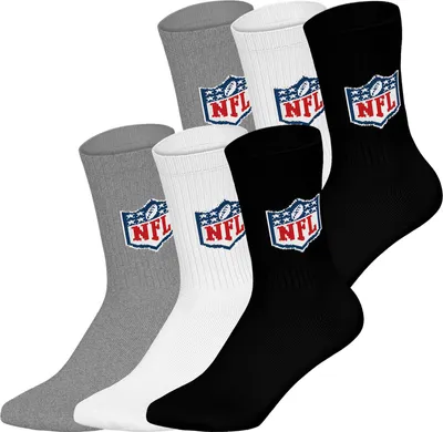 Produktbild von Huddle Uni Freizeitsocken NFL Shield Crew 6-Pack MGR/WHT/BLK - Größe 39-42