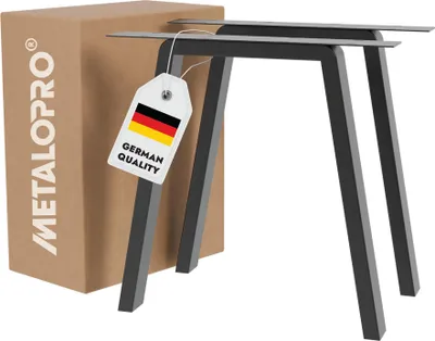 Image de MetaloPro Pieds de Table Thusia Round Lite - 2x Pieds En Métal Noir De Forme Trapézoïdale Arrondie Pour Des Tables De Travail Et De Repas Modernes De Style Minimaliste