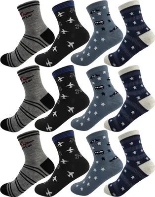 Produktbild von 12 Paar Kinder Socken Jungen & Mädchen mit Muster Baumwolle, 12 Paar, Mix6/27-30