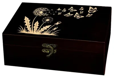Productafbeelding van Solidchoice - Houten Geheugenbox met Vlinderpatroon en Scharnierdeksel