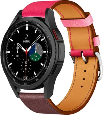 Produktbild von Strap-it Samsung Galaxy Watch 4 Classic 46mm Lederarmband (Rosa/RotBraun)