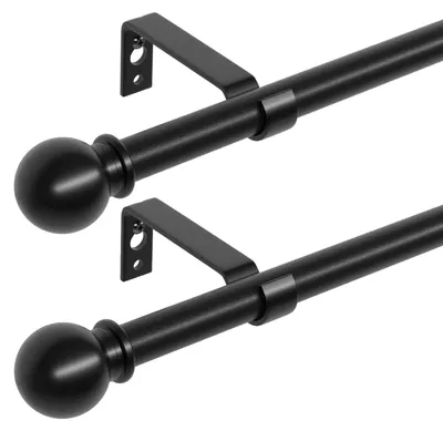 Image de Barre de rideau pour fenêtre, longueur 66-305 cm - Noir, lot de 2