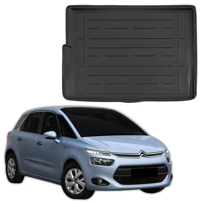 Image de Tapis De Coffre Sur Mesure Pour Citroen C4 Picasso 2013-2019 5-Seats, Noir, Antidérapant, Bord Haut, Toutes Saisons
