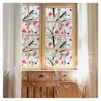 Produktbild von Statische Fenster-Sichtschutzfolie mit Buntglas-Effekt, Fensteraufkleber, Anti-UV-Hitzeregler, Glasfolie, 300 x 43 cm