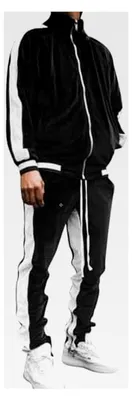 Produktbild von Samt Jogginganzug für Herren, 2-teilig, Trainingsanzug, Hausanzug, Sport- und Freizeitbekleidung, Sweatjacke und Hose, Set mit Reißverschluss
