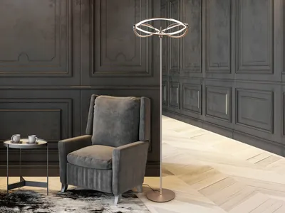 Produktbild von Moderne LED Stehlampe CHARIVARI Messing matt, Höhe 175cm