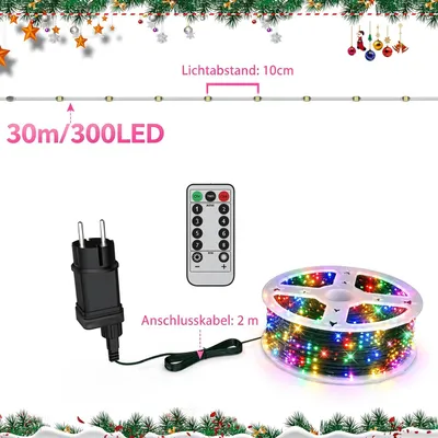Produktbild von YARDIN Kupferdraht-Dekoleuchte 30m 300LED Mehrfarbig, LED Dekoleuchte, Stimmungsbeleuchtung mit Fernbedienung, Timer, 8 Lichtmodi