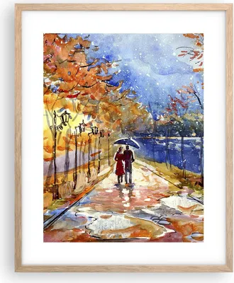 Produktbild von Gerahmtes Poster - Rahmen in heller Eiche - Park Paar Baum - 40x50 cm - Wand Bild - Wanddeko - Wandbilder - Kunstposter - Wandposter - Bilderrahmen - Bilder - Kunstdruck - Wandbild - P2NPA40x50-3557