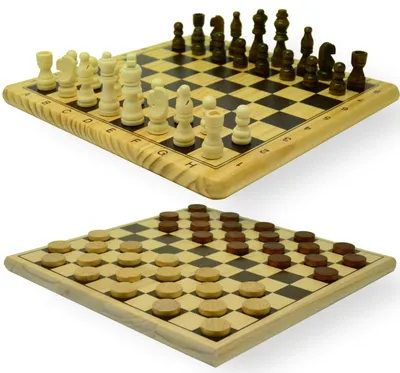 Image de HOT Games Jeu d'échecs et de dames en bois imprimé 29 x 29 cm - Jeu en bois