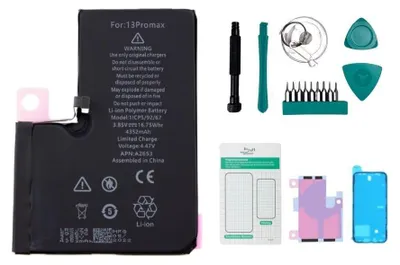 Produktbild von Ersatzakku-Set für Apple iPhone 13 Pro Max zur Reparatur, 4352 mAh Kapazität