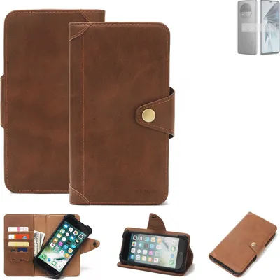 Produktbild von K-S-Trade Handyhülle kompatibel mit ZTE Extress 50 Schutz Hülle Walletcase Bookstyle Tasche Case Handytasche Wallet Flipcase Cover PolyurethanBraun (1x)