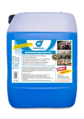 Produktbild von KaiserRein Profi Desinfektionsreiniger Gastro Küche 10 L Kanister Reinigung und Desinfektion speziell Flächen im Lebensmittelbereich Flächendesinfektion begrenzt viruzid
