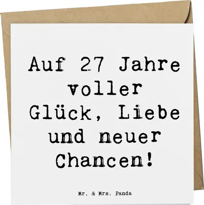 Produktbild von Mr. & Mrs. Panda Grußkarte Spruch 27. Geburtstag - Weiß - Geschenk, anlasskarte, Geburtstagskarte, Glückwunschkarte, besondere Geschenke, Happy Birthday, Inspiration