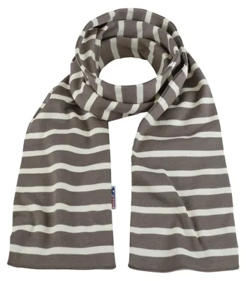 Produktbild von modAS Uni Bretonischer Schal mit Streifen und uni verschieden Farben - Herrenschal Damenschal Kinderschal 13x120 cm in Taupe-Natur
