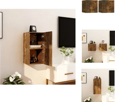 Produktbild von vidaXL TV-Wandschrank 2 Stk. Räuchereiche 30,5x30x30 cm -  TV-Möbel