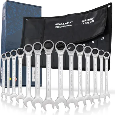 Produktbild von Ratschenschlüssel Satz 8-22 mm Maul Ringratschenschlüssel Ratschen Schlüssel Gabelringschlüsselsatz Set mit Ratsche