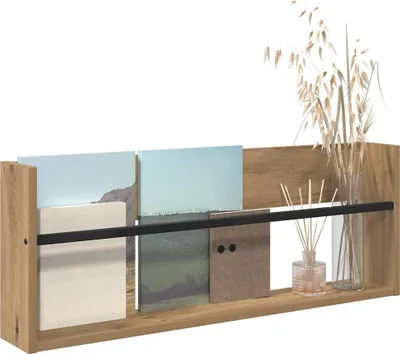 Produktbild von (Design 2026) Magazinregal Artisan-Eiche 80 x 12 x 30cm Holzwerkstoff - Zeitungsständer HOMMIE 212311 - Zeitungsständer