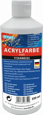 Produktbild von Stylex 28750 Acrylfarbe 500 ml Flasche titanweiß matt