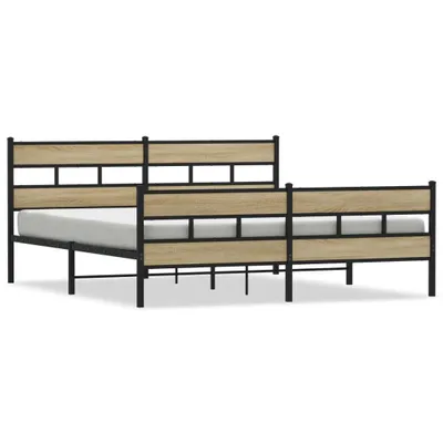 Produktbild von Metallbett ohne Matratze Sonoma-Eiche 200x200 cm