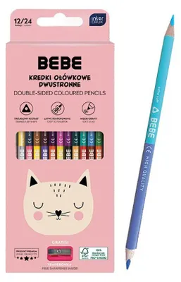 Produktbild von Doppelseitige Buntstifte mit Anspitzer 12/24 Farben BB Kids Interdruk