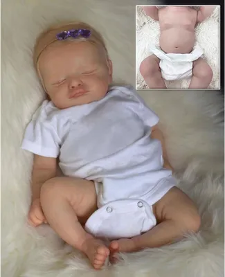 Produktbild von 45 cm großes Neugeborenen-Baby, Ganzkörper-Vinyl, Rosalie, lebensechtes Baby, mehrschichtig bemalte 3D-Haut mit sichtbaren Adern, Kunstpuppen zum Sammeln