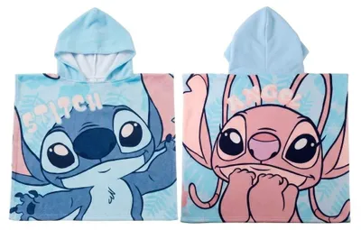 Produktbild von Stitch Poncho für Jungen und Mädchen – Kinderponcho mit Kapuze und schnelltrockn