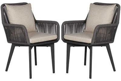 Produktbild von 2er Set Diningsessel Marbella Rope - Aluminium Gestell hellgrau