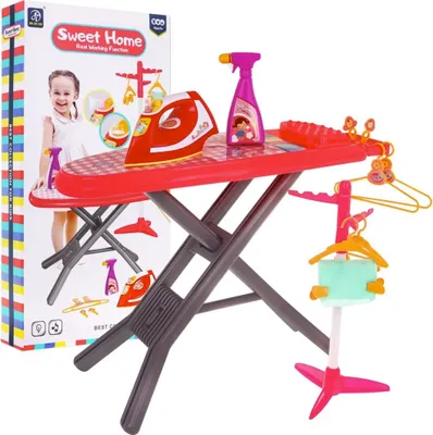 Produktbild von Bsd Haushaltsset Für Kinder - Bügeleisen Mit Lichteffekt, Bügelbrett, Vier Klammern Und Zwei Bügelhaken, Bügeln Zubehör, Stoff - Kinder-Rollenspiele - Haushaltsspielzeug