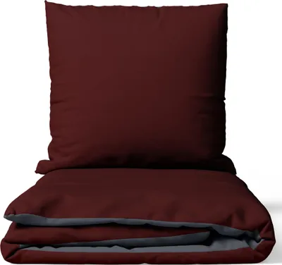 Produktbild von Bettwäsche 135x200 cm Baumwolle Luxus Satin 300 TC Hotelqualität Bordeaux Seidig Glatt Pflegeleicht Wendeseite & Reißverschluss