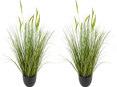Zdjęcie produktu dla SucceBuy Sztuczna trawa, zestaw 2 traw ożypałkowych 889 mm w doniczce, roślina dekoracyjna PVC, sztuczne zielone rośliny do domu, ogrodu, biura, wystroju wnętrz, prezent na parapetówkę, zielone